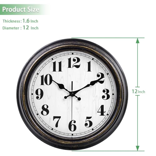 45MinST 20 Inches Retro Round Large Wall Clocks, Silent Non Ticking Battery Operated Movement Easy to Read Wall Clock with Arabic Numerals