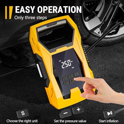 CARSUN AC/DC Tire Inflator Portable Air Compressor, Dual Power for Home 110V AC and Car 12V DC Air Pump with Pressure Gauge, Auto Shutoff, Tire Pump for Car Motorcycle Bicycle and Other Inflatables