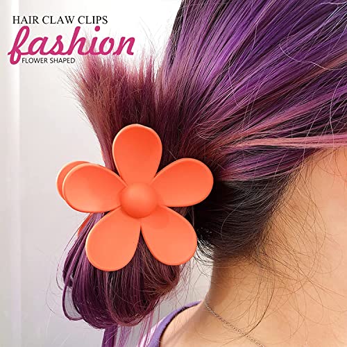 Flower Hair Claw Clips Flower Hair Clips 8PCS Cute Hair Clip Matte Hair Clips Big Claw Clip Strong Hold Jaw Daisy Clip Barrettes Large Hair Clamps Thin Thick Hair For Women Girls Gifts 8 Colors