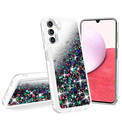 for Samsung Galaxy A14 5G Case Glitter Liquid,Galaxy A14 5G Case Bling Quicksand Sparkle Shockproof Protective Bumper Case for Samsung A14 5G 2023 Cute for Girls Women Men,Black