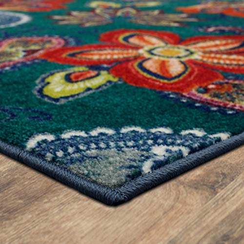 Mohawk Home New Wave Whinston Blue Floral Ornamental (2' X 5') Runner Area Rug