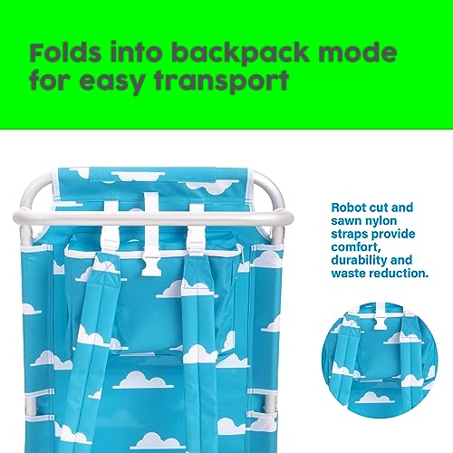Luxury Sturdy Extra Comfort Backpack Beach Chair/Bundle of 2 Units (Blue White Stripes)
