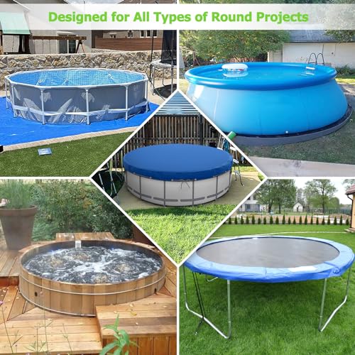 HIGHTQURO 21Ft Round Pool Cover, Inground Pool Covers for Above Ground Pools, Swimming Pool Cover Protector with Tie-Down Ropes & 5 Sandbags Increase Stability, Waterproof Dustproof Hot Tub Cover