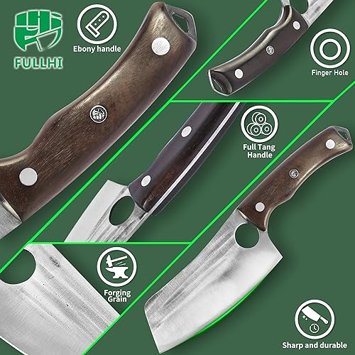 FULLHI 6PCS Butcher Knife Set with Sheath Hand Forged chef knife Boning Knife, High Carbon Steel Meat Cutting Knife for Kitchen Camping BBQ