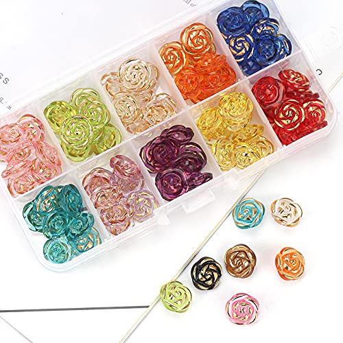 30 Pcs Acrylic Rose Flower Buttons Shirt Buttons Sewing Accessories DIY Crafts (Yellow-Green, 12.5mm)