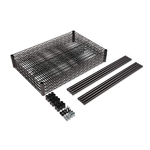 Alera ALE Industrial Heavy-Duty Wire Shelving Starter Kit, 4-Shelf, 36w x 24d x 72h, Black