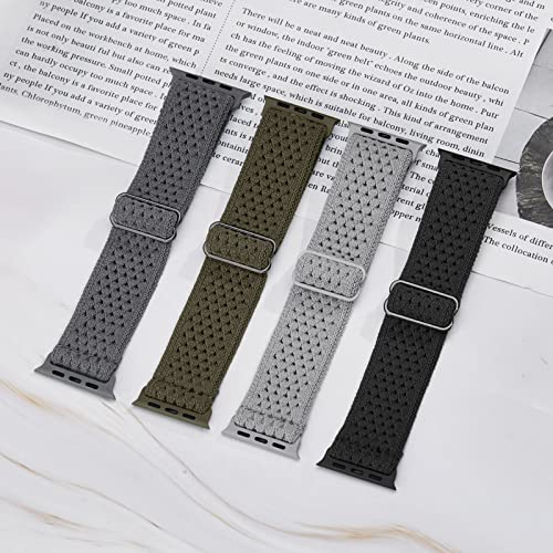 Braided Stretchy Solo Loop Compatible with Apple Watch Band 38mm 40mm 41mm, Breathable Adjustable Elastic Women Men Straps Wristbands for iWatch Series 9 8 7 6 5 4 3 SE