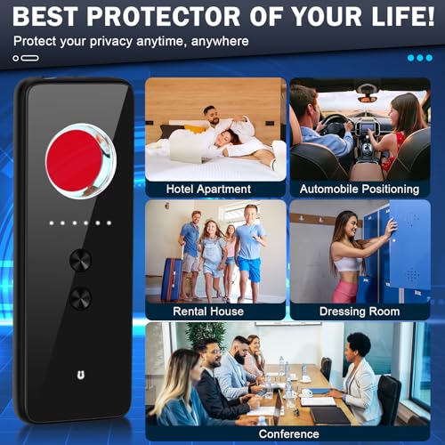 Hidden Camera Detectors, Spy Camera Detector，Bug and Hidden Camera Detector，GPS Tracker RF Signal Scanner Listening Devices Finder Wireless Rechargeable for Travel,Car, Bathroom,Office, Hotel