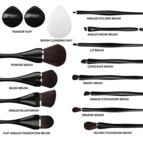 Makeup Brushes, Makeup Brush Set Professional, Travel Makeup Brushes, Premium Synthetic Foundation Powder Concealer Eyeshadow Blush, Face Makeup Brushes with makeup brush bag(Black 16)