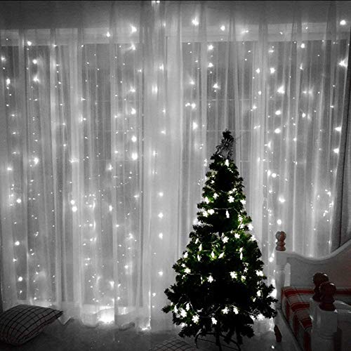 Geanmoki 306 LED Window Curtain String Light Wedding Party Home Garden Bedroom Outdoor Indoor Wall Decorations
