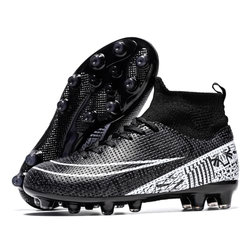 Mens Soccer Shoes Womens Football Cleats, Indoor Soccer Shoes Training Outdoor Turf Soccer Shoes Boys Soccer Cleats Black Green,5.5ize