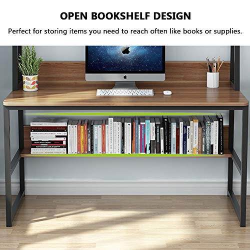 Tribesigns Computer Desk with Hutch, 47 inches Home Office Desk with Space Saving Design with Bookshelf for Small Spaces