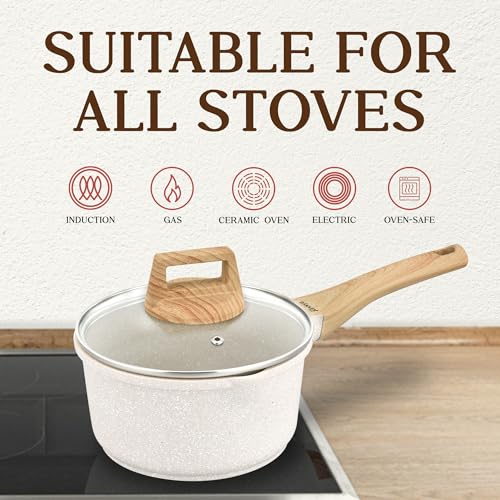 Bakken-Swiss 14-Piece Kitchen Cookware Set – Granite Non-Stick – Eco-Friendly – for All Stoves & Oven-Safe