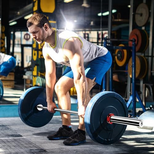 Olympic Barbell Curl Bar EZ Bar Strength Training Bar Threaded Chrome Barbell Bar for Weightlifting, Hip Thrusts, Squats and Lunges
