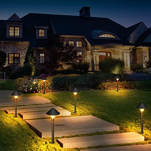 XMCOSY+ Low Voltage Smart Pathway Lights with APP Control, Adjustable Warm White & RGB, Compatible with Alexa, 12V 6W Outdoor Mushroom Lights for Garden Path Lawn (6 Pack)