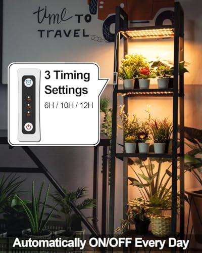 DOMMIA Grow Lights for Indoor Plants, 3 Pack Full Spectrum LED Grow Light with Auto ON & Off Timer, 132 LEDs Sunlike Plant Light for Hydroponics, Succulents & More, Easy to Assemble