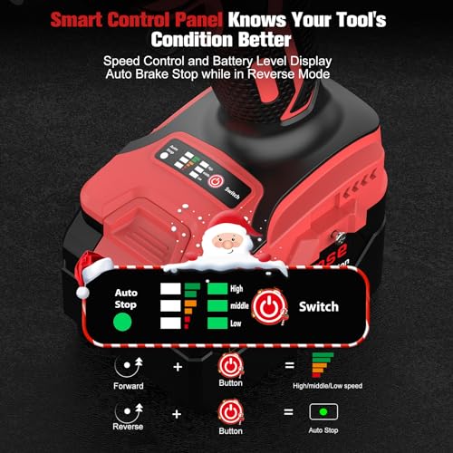 Cordless Impact Wrench 1/2'', Bamse Brushless Power Impact Gun with 2 Batteries, 3200RPM & Max Torque 480 Ft-lbs (650N.m) with 4 Impact Sockets, Electric Impact Driver for Car and Home