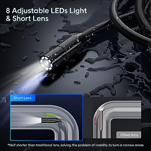 Endoscope Camera with Light, SKYEAR Handheld Borescope 4.3'' HD 1080P with 8 Adjust LED Lights, Inspection Camera with 16.4ft Semi-Rigid Cable, IP67 Waterproof Scope Camera for Swer, Gadgets for Men