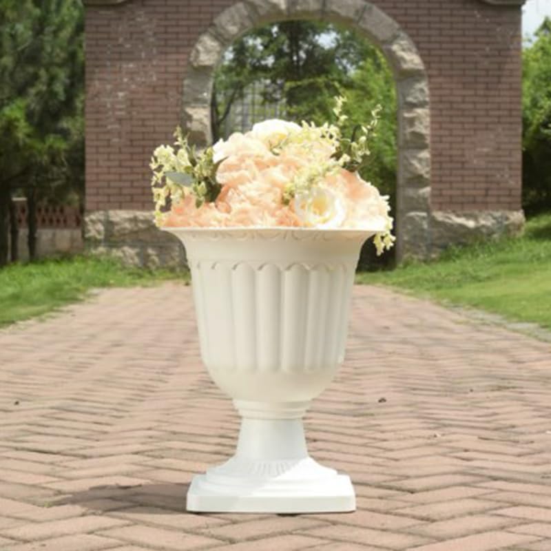 Vaguelly 2pcs Urn Flower Pots Tall Planter White Grecian Urn Planter Decorative Urn Planter Traditional Front Porch Garden Flowerpots