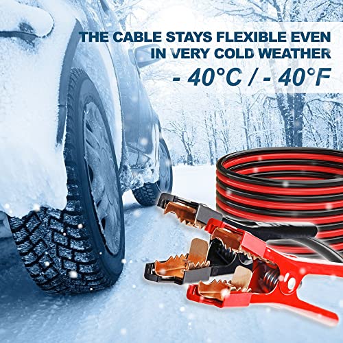 AWELTEC Heavy Duty Jumper Cables - 0 Gauge 25 Feet Battery Jumper Cables for Car, Heavy Duty Booster Cables (0AWG x 25Ft) with 600D Fabric Carrying Bag, Safety Gloves and Iron Brush