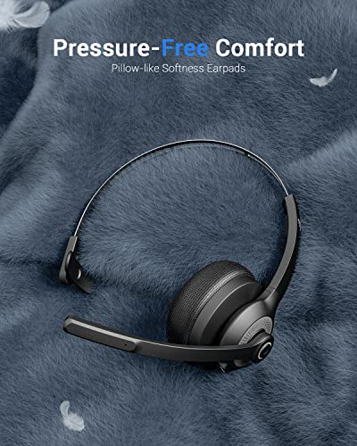 JIAMQISHI Wireless Headset with Microphone - Bluetooth V5.2 Headphones with USB Dongle & Mic Mute for PC/Computer/Laptop/Call Center/Zoom/Online Class/Trucker - Bluetooth Headset, Black, EH06U