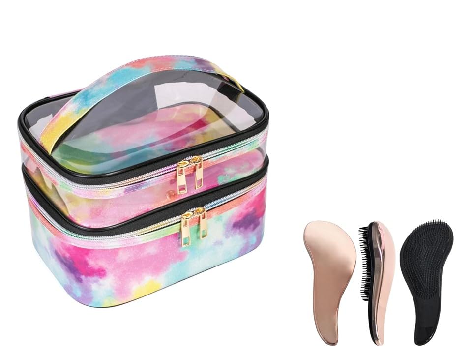 LuXuZs88 Elevate Your Travel Style Makeup & Toiletry Bag – Includes a Gorgeous Free Hair Brush! Perfect Cosmetic Bag for Women, Travel Makeup Organizer, & Skincare Essentials.