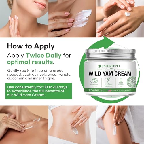 Jardient Wild Yam Cream Hormone Balance: Australia Barbara O'neill Recommended Organic Formula for Menopause Relief & Menstrual Support Like Hot Flashes Night Sweats