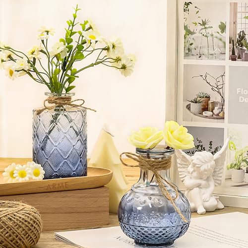 Arme 4 Pcs Bud Vases，Small Flower Vases Glass Vases for Flowers Mini Vases Glass Bud Vases Set for Centerpieces,Small Glass Vases Vintage Little Vases for Home Wedding Decor