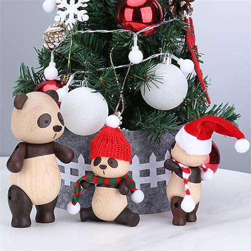 suruim Adorable Wooden Panda Statue Creative Cute Solid Wood Panda Doll Crafts Ornaments Charming Modern Doll for Jewelry, Decoration, and Gift-Giving (Panda-l)