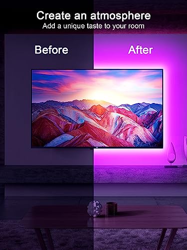 GIPOYENT TV Light Strip, Music Sync LED TV Backlights, for 32-50 Inch TV, LED TV Light with Bluetooth Function - RGB Color Changing Light Strip for Home Theater (9.8ft)