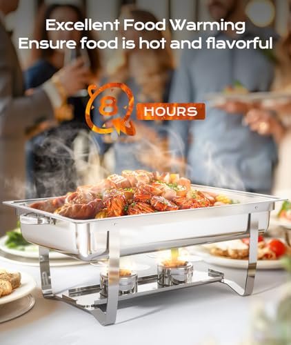 Chafing Dishes for Buffet 2 Pack, [Ultrasonic Mirror Polishing] Chafing Dish Buffet Set 9QT, [Rolled Edge Finger Protection] Buffet Servers and Warmers for Any Party, Wedding, Birthday and Hotel