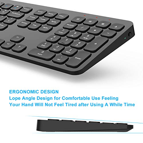 LeadsaiL Wireless Keyboard and Mouse, Wireless Mouse and Keyboard Combo, Cordless USB Computer Keyboard and Mouse Set,Full Size,Ergonomic,Silent,for Windows Laptop, Apple, iMac, Desktop, PC