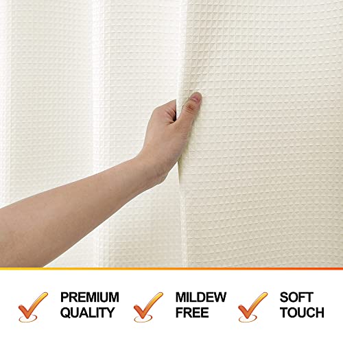 MISS SELECTEX Waffle Weave Fabric Shower Curtain for Bathroom and Bathtubs - Spa, Hotel Shower Curtain Luxury Bathroom Curtain, Heavyweight 230 GSM, Water Repellent, Washable(48Wx72H, Beige)