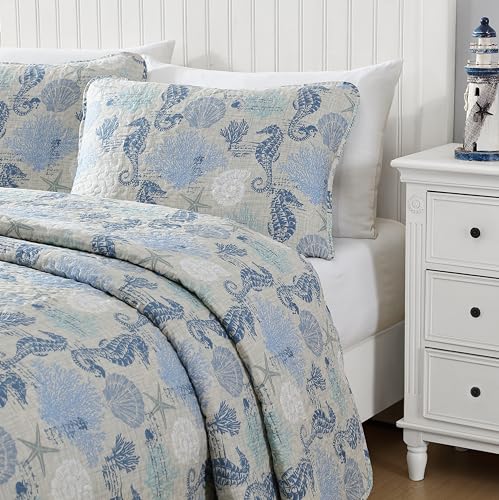 Caribbean Joe Coastal 3-Piece Quilt Set, Full/Queen, Beach Bum Sand