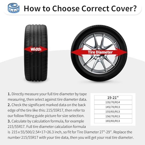 OutdoorLines Waterproof Spare Tire Covers Set of 4, UV-Proof Wheel Covers Windproof Tire Protector for RV, Jeep, Trailers, Camper, Van and Truck, Universal Fits Diameters 19"-22", Black