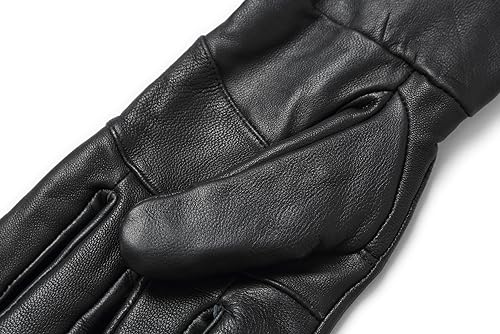 REED Men's Genuine Leather Warm Lined Driving Gloves (XL, BLACK)