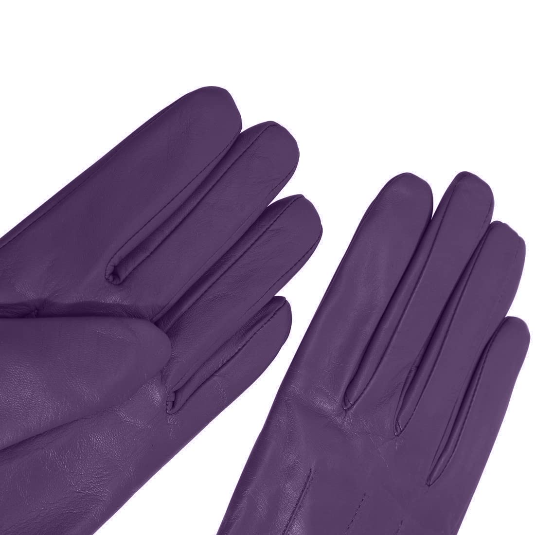 Harssidanzar Leather Gloves For Womans,Winter Warm Cashmere Lining Touchscreen Texting Warm Driving Lambskin Leather Glove GL017,Purple,Size L