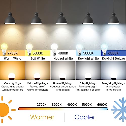 Maylaywood A19 LED Light Bulbs, 60 Watt Equivalent LED Bulb, Daylight White 5000K, 850 Lumen, E26 Base, Non-Dimmable, 9W Bright White LED Bulb, 4-Pack