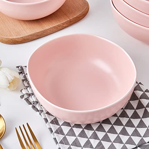 Stone Lain Delilah 6-inch Bowl 6-Piece Dish Set, Porcelain, Blush