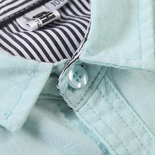 OCHENTA Toddler Boys Oxford Button Down Shirt Long Sleeve Utility Sports Casual Western Tops Grey Tag 90CM - 18 Months