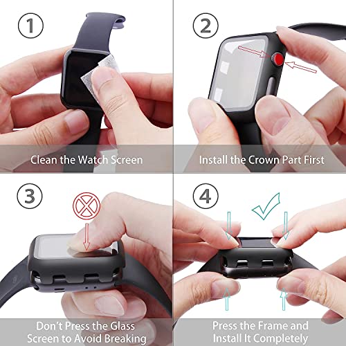 Misxi 2 Pack Hard PC Case with Tempered Glass Screen Protector Compatible with 49mm Apple Watch Ultra 2 (2024) / Ultra, Anti-Drop Scratch Resistant Lightweight Cover for iWatch, 1 Rose Pink + 1 Transparent