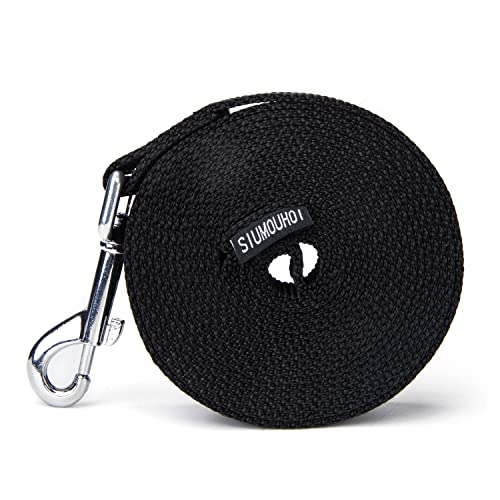 Siumouhoi Strong Durable Nylon Dog Training Leash, 1 Inch Wide Traction Rope, 6 ft 10ft 15ft Long, for Small and Medium Dog (Black, 6 Feet)