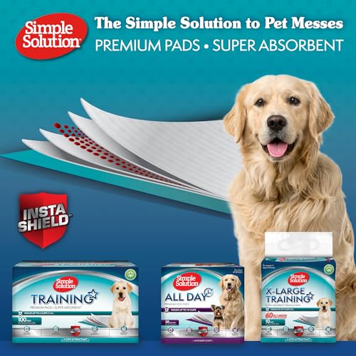 Simple Solution All Day Pee Pads for Dogs, Puppy Potty Training, Leak Proof Dog Pads, Pet Pee Pad, Disposable Puppy Pad, Lavender Scent, LARGE 23"x24", 50 Count