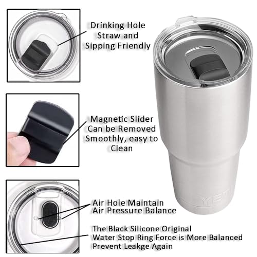 Yeti Tumbler Lids, 2 Pcs 20 oz Yeti Magnetic Slider Replacement, Spill Proof Yeti Coffee Cup Lids with Magnetic Slider Switch for Yeti Tumbler, 10/24oz Mug/10oz Lowball/Ozark Trail/Old Style