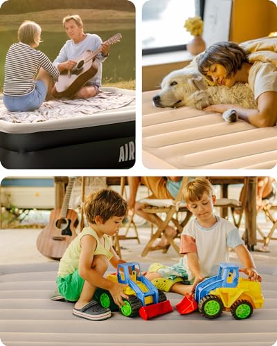Airefina Air Mattress Full with Built in Pump for Guest Ungraded Blow Up Inflatable Mattress Type-0 Technology Air Coil 18" Full Size Airbed 3-Min Self Inflating with Carrying Bag Colchones Inflables