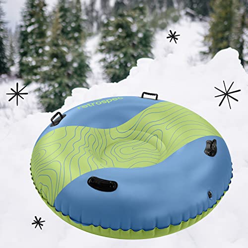 Retrospec Snowslide XL 54” Inflatable Snow Tube with Puncture Resistant PVC, 4 XL Grab Handles and Repair Kit | Winter Snow Sports, Sledding and Snow Tubing