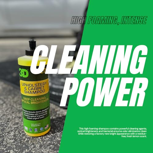 3D Upholstery & Carpet Shampoo - High Foam Stain Remover & Odor Eliminator Shampoo 16oz.