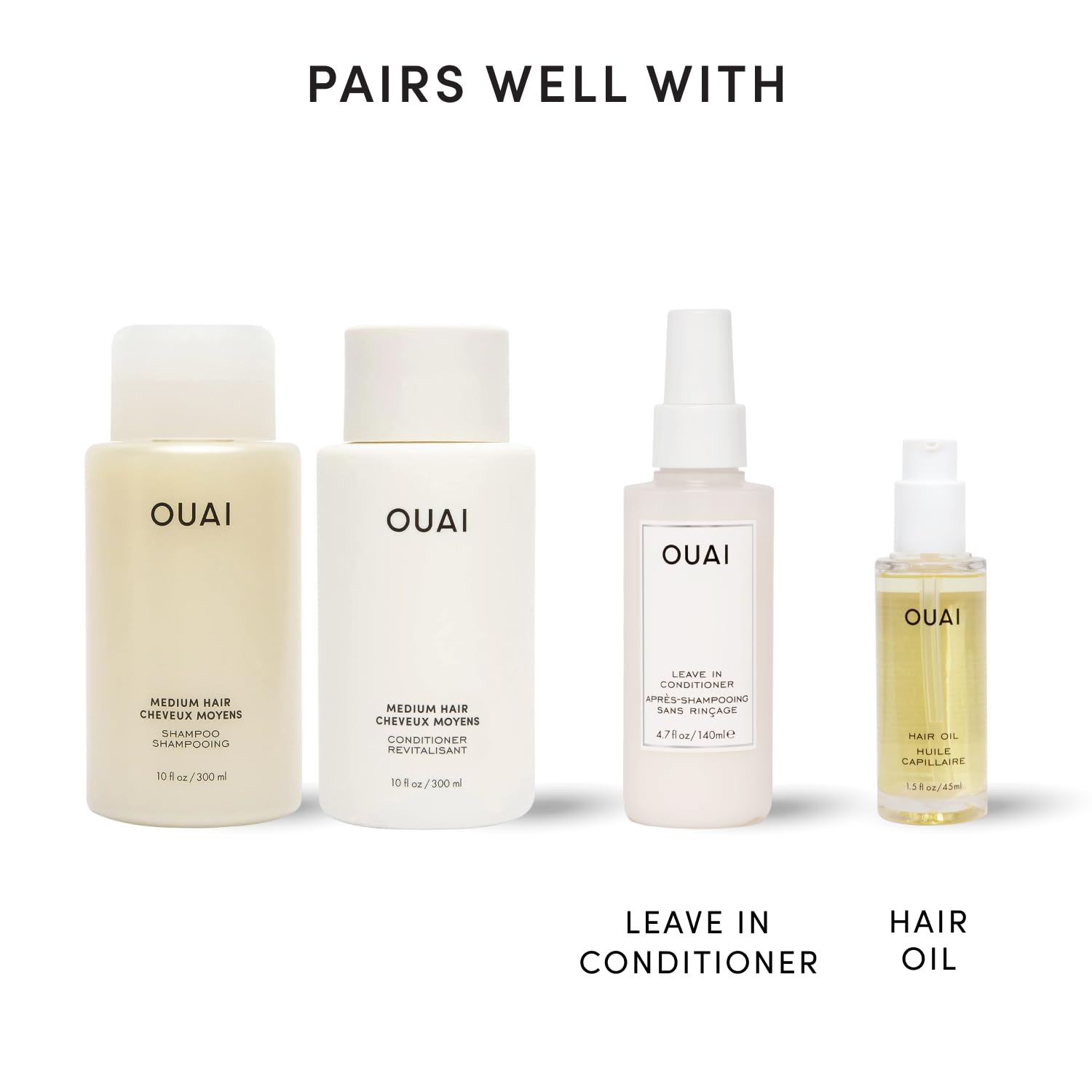 OUAI Medium Hair Shampoo and Conditioner Set - Sulfate-Free Shampoo and Conditioner for Women & Men - Made with Keratin, Shea Butter & Avocado Oil - Free of Parabens & Phthalates (10 Fl Oz)