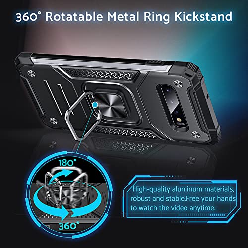 Anqrp Galaxy S10 Case, Military Grade Protective Phone Case Cover with Enhanced Metal Ring Kickstand [Support Magnet Mount] Compatible with Samsung Galaxy S10, Black