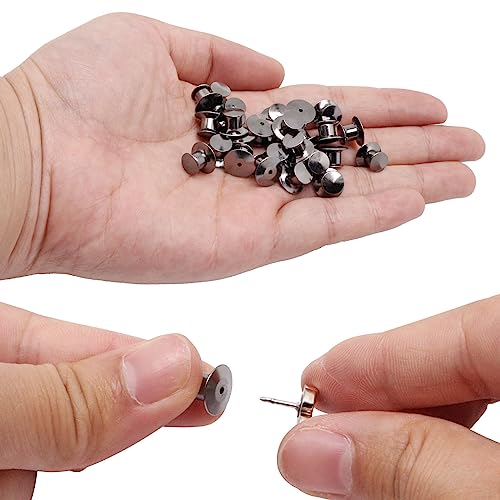 YuGtcen Locking Pin Backs, 65pcs Pin Backs Locking Enamel Pin Making Kit Pin Locking Back Pin Keeper Clasp, Metal Pin Back for Enamel Pins Brooch Lapel Pin (Black)